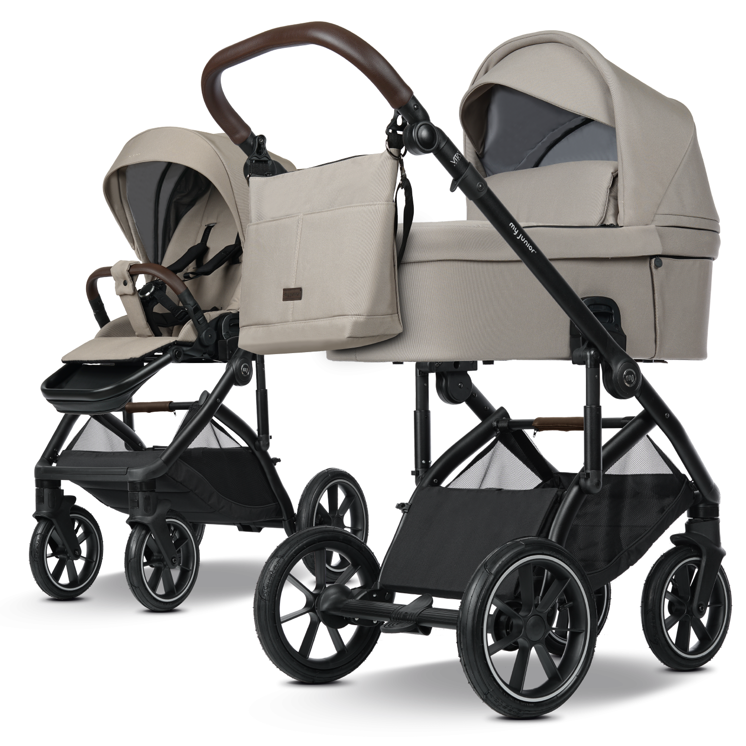 my junior® VITA unique³ – Kompakter Kinderwagen mit 6-fach-Federung, XXL Verdeck & ergonomischem Sportsitz