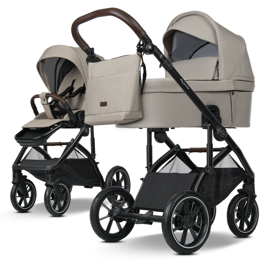 my junior VITA unique Kompakter Kinderwagen mit 6 fach Federung XXL Verdeck ergonomischem Sportsitz Rundum sorglos Set Select 2in1 Starter Set Farbe Select Savanna Beige