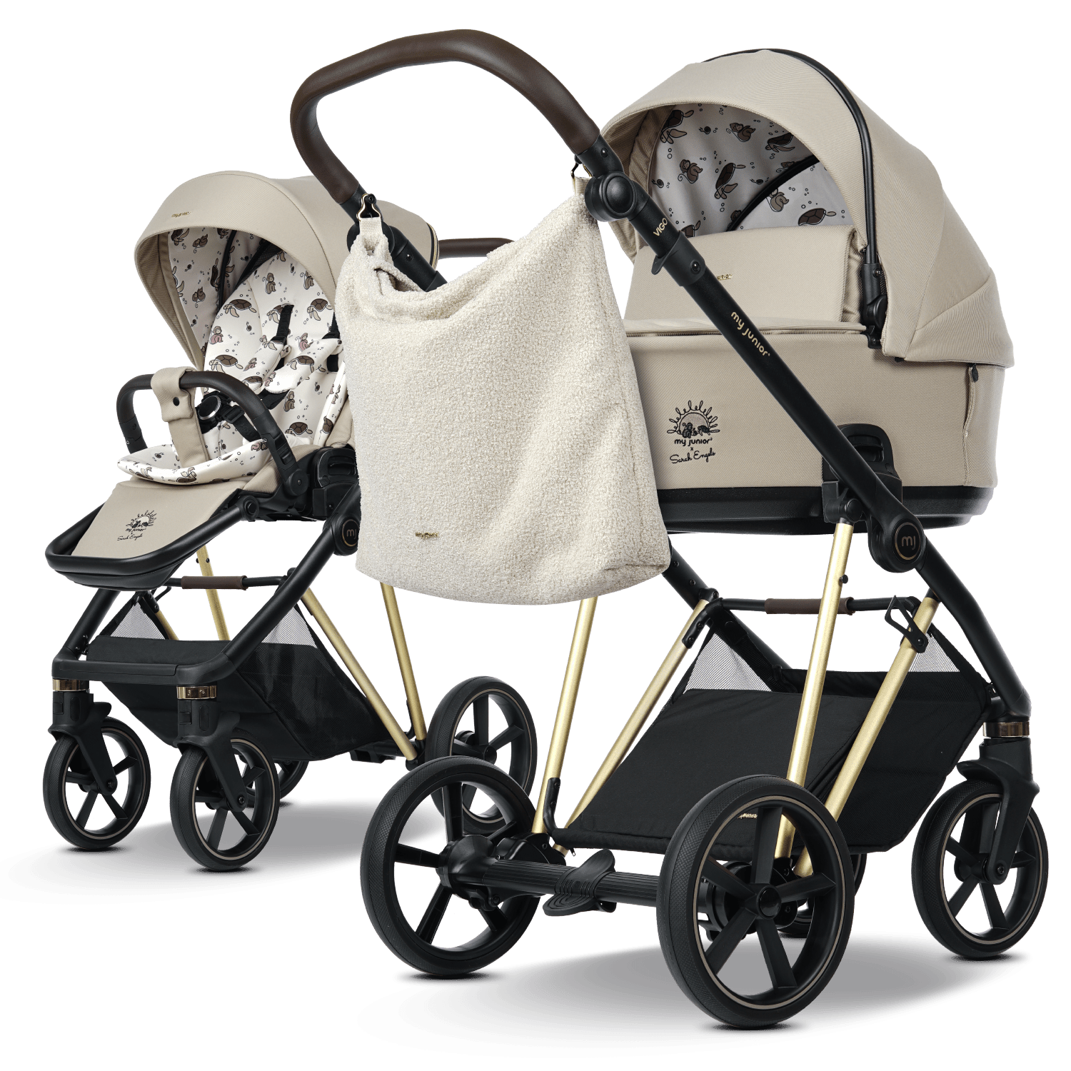 my junior® VIGO x Sarah Engels – Luxus Kinderwagen mit XXL-Sonnenverdeck, Federung & unplattbaren Luftkammerreifen