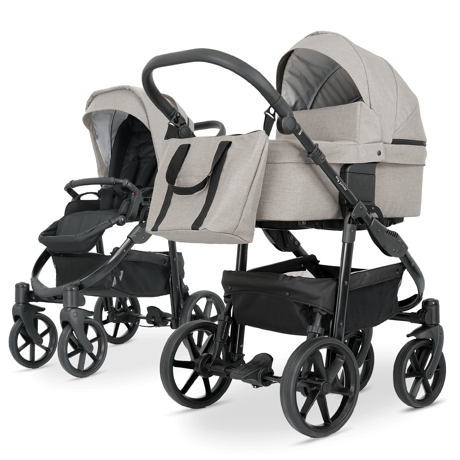 my junior® MIYO² Kinderwagen – Individuell verstellbare Federung & 360° schwenkbare Luftkammerreifen