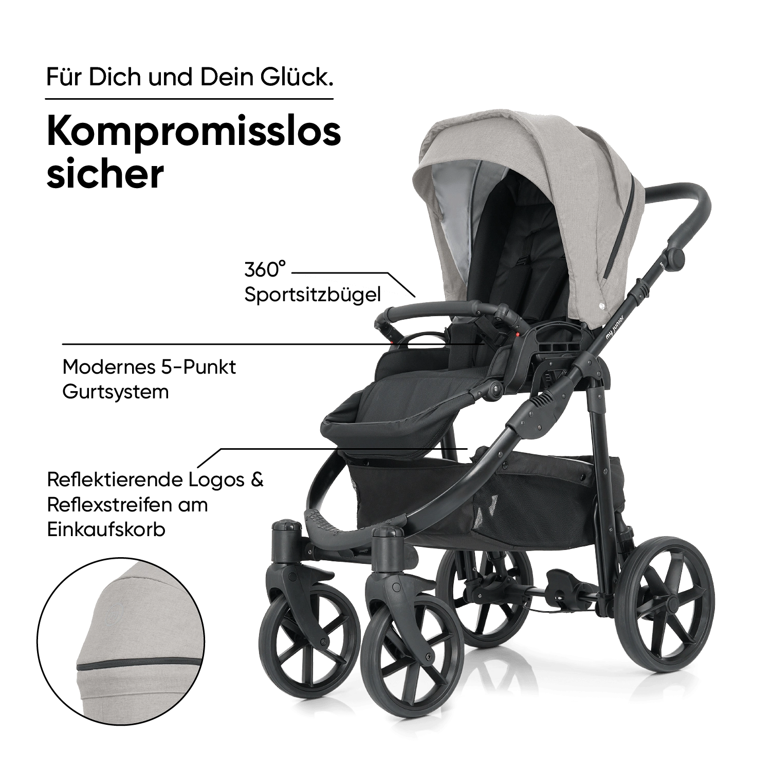 my junior® MIYO²
(This is a brand or product name and does not require translation; it remains the same in French.) My Junior Kinderwagen - my junior® MIYO²
(This is a brand or product name and does not require translation; it remains the same in French.)
